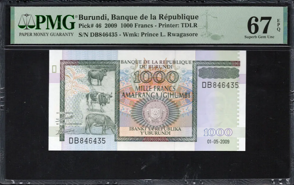 Burundi - 1.000 Francs 2009 - Pick # 46 - PMG 67 EPQ