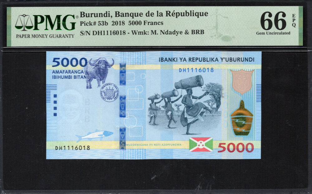 Burundi - 5.000 Francs 2018 - Pick # 53b - PMG 66 EPQ