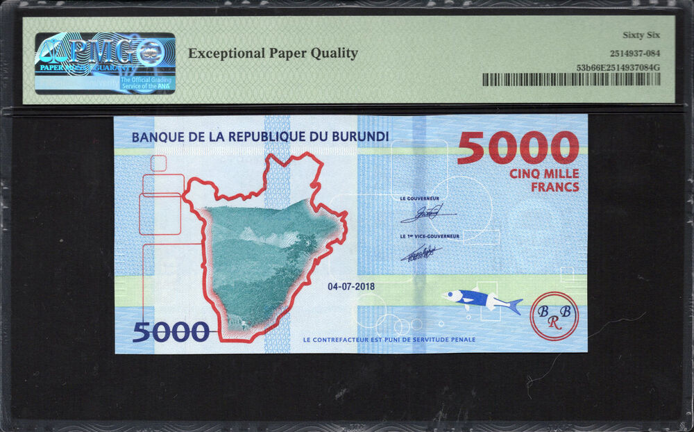 Burundi - 5.000 Francs 2018 - Pick # 53b - PMG 66 EPQ