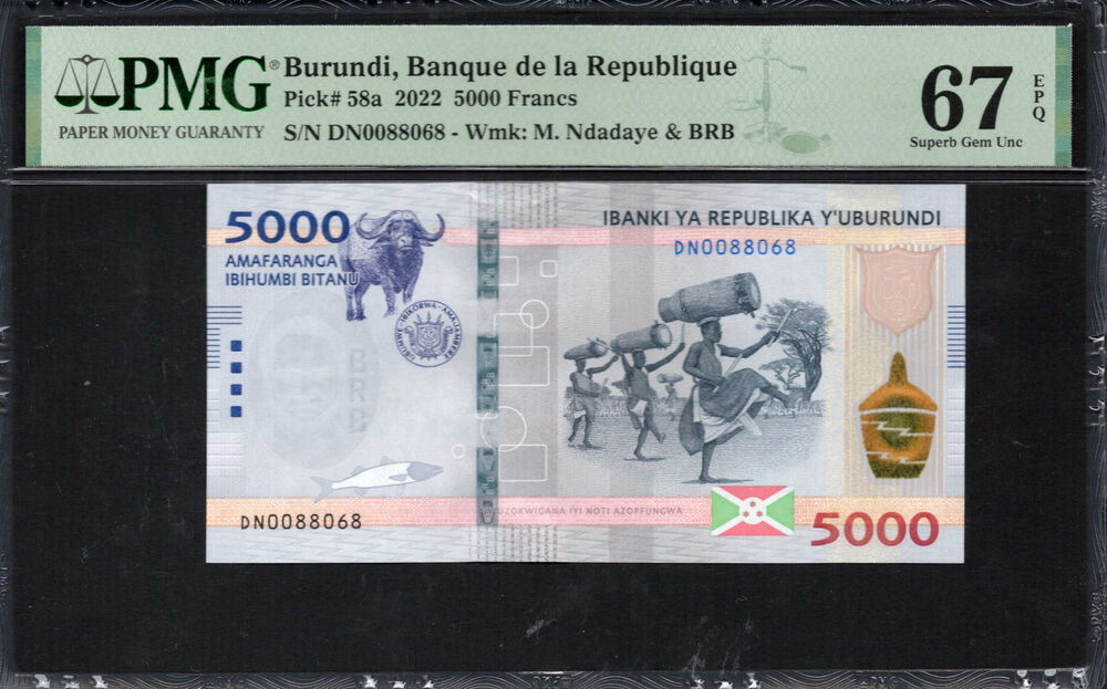 Burundi - 5.000 Francs 2022 - Pick # 58a - PMG 67 EPQ
