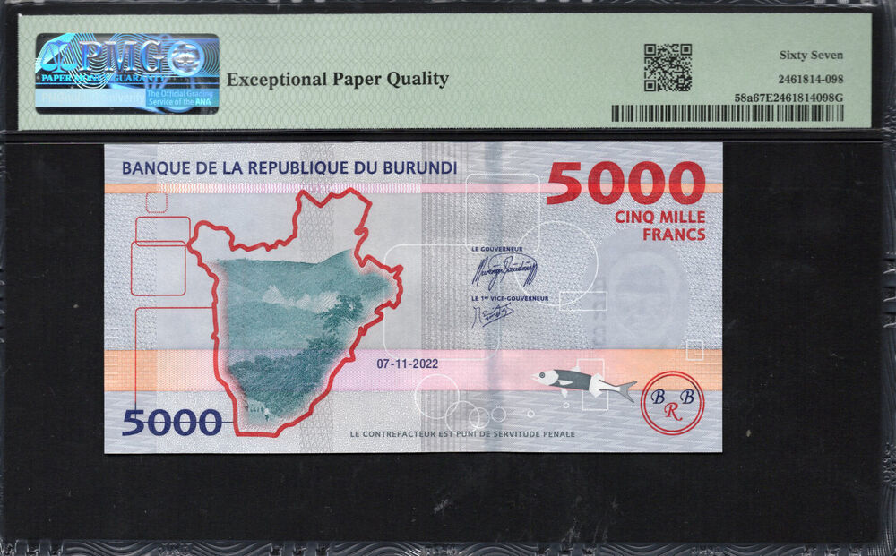 Burundi - 5.000 Francs 2022 - Pick # 58a - PMG 67 EPQ