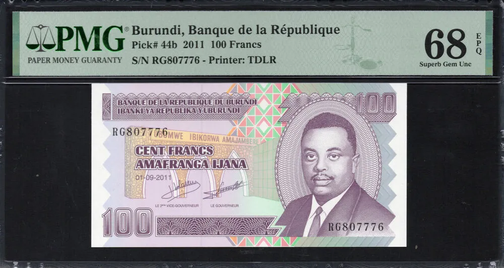Burundi - 100 Francs 2011 - Pick # 44b - PMG 68 EPQ