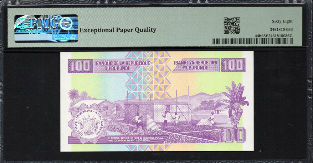 Burundi - 100 Francs 2011 - Pick # 44b - PMG 68 EPQ