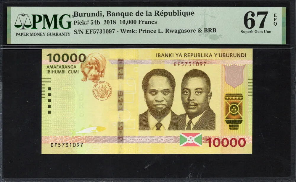 Burundi - 10.000 Francs 2018 - Pick # 54b - PMG 67 EPQ