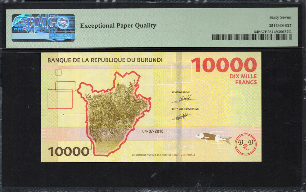 Burundi - 10.000 Francs 2018 - Pick # 54b - PMG 67 EPQ