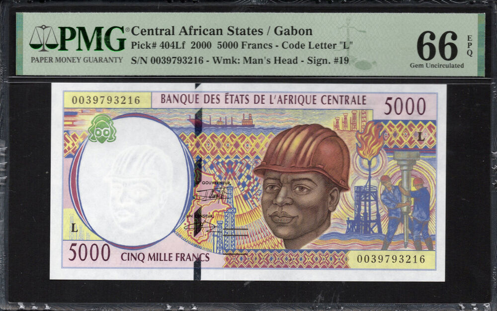 Gabon - 5.000 Francs 2000 - Pick # 404Lf - PMG 66 EPQ