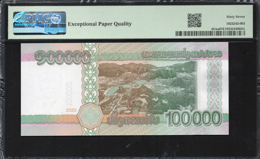 Laos - 100.000 Kip 2020 - Pick # 42Aa - PMG 67 EPQ