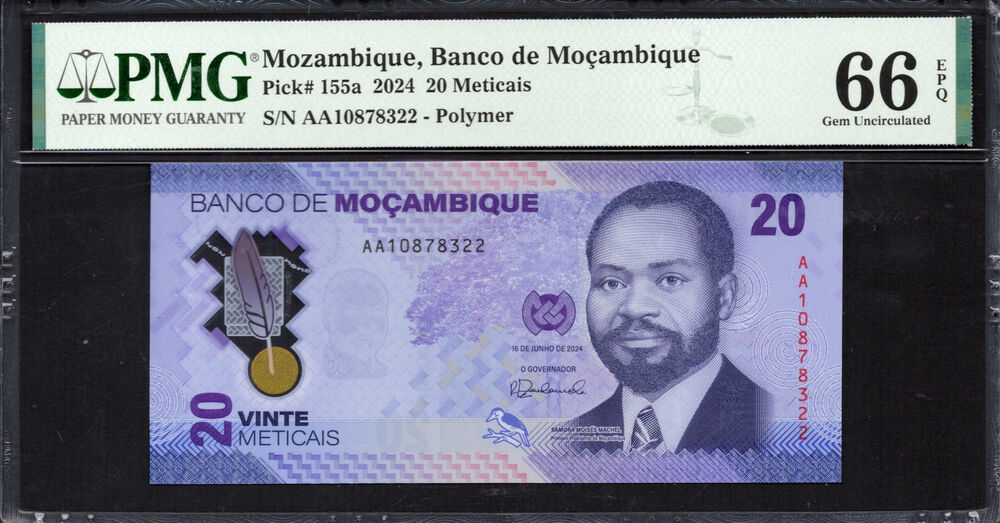 Mozambique - 20 Meticais 2024 - Pick # 155a - PMG 66 EPQ