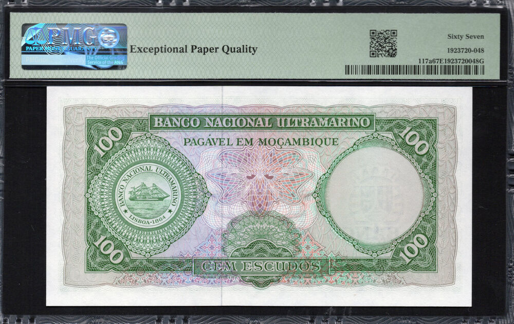 Mozambique - 100 Escudos 1961 - Pick # 117a - PMG 67 EPQ