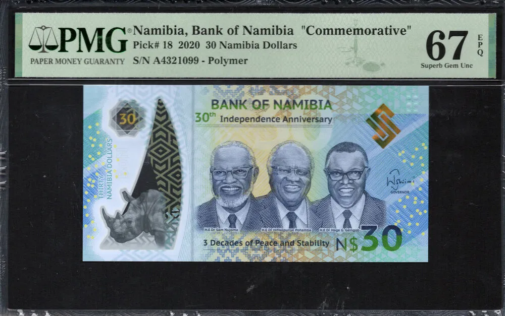 Namibia - 30 Namibia Dollars 2020 - Pick # 18 - PMG 67 EPQ