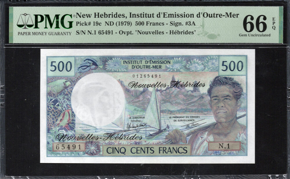 New Hebrides - 500 Francs 1979 - Pick # 19c - PMG 66 EPQ