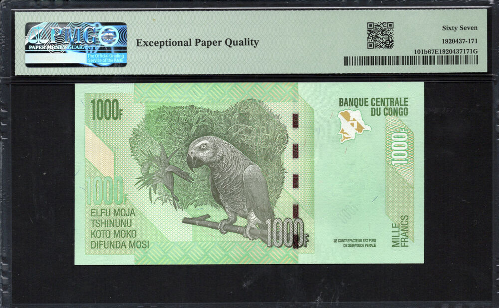 Congo - 1.000 FRANCS 2013 - Pick # 101b - PMG 67 EPQ
