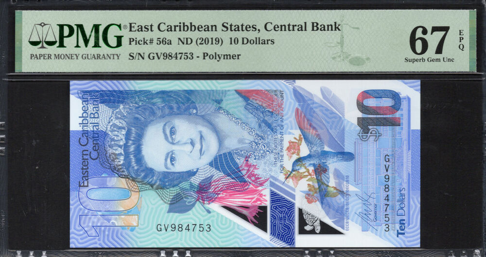 East Caribbean States - 10 Dollars 2019 - Pick # 56a - PMG 67 EPQ