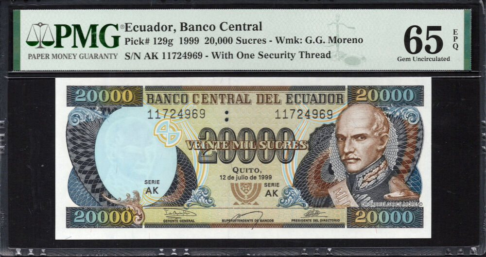 Ecuador - 20.000 Sucres 1999 - Pick # 129g - PMG 65 EPQ