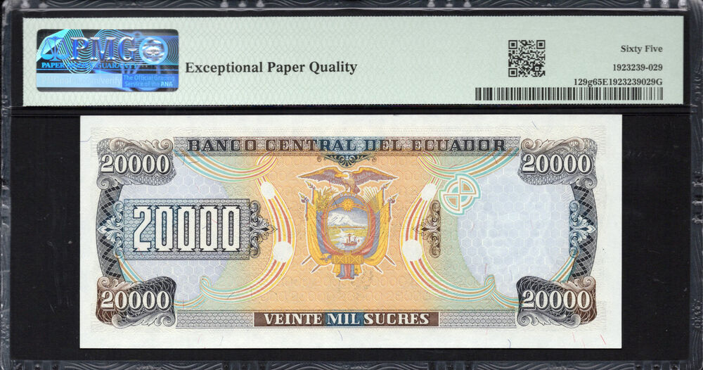 Ecuador - 20.000 Sucres 1999 - Pick # 129g - PMG 65 EPQ