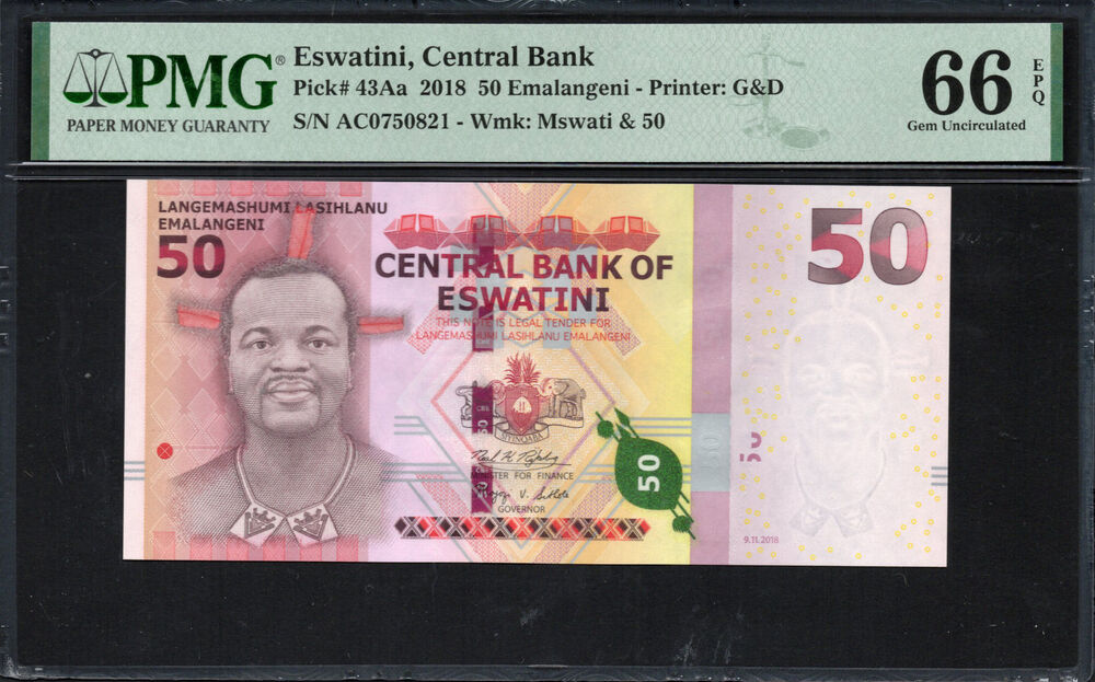 Eswatini - 50 Emalangeni 2018 - Pick # 43Aa - PMG 66 EPQ