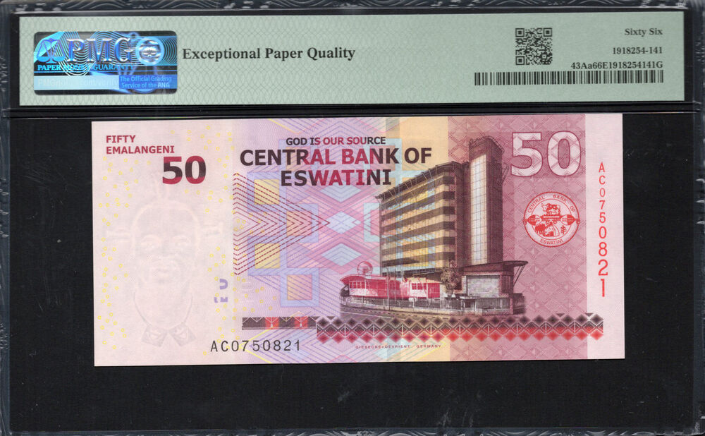 Eswatini - 50 Emalangeni 2018 - Pick # 43Aa - PMG 66 EPQ