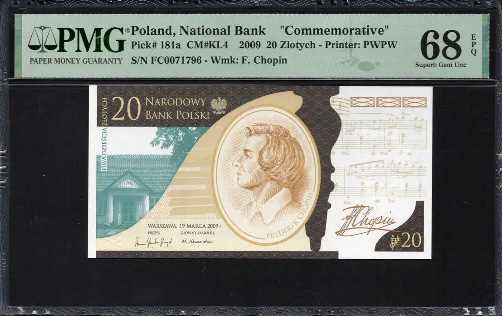 Poland - 20 Zlotych 2009 - Pick # 181a - PMG 68 EPQ