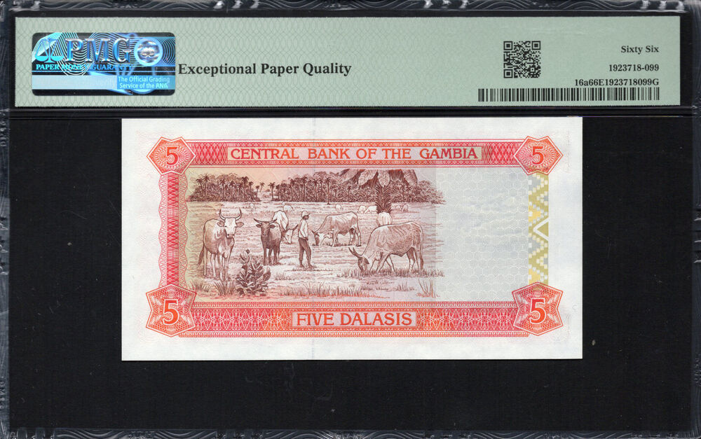 Gambia - 5 Dalasis 1996 - Pick # 16a - PMG 66 EPQ