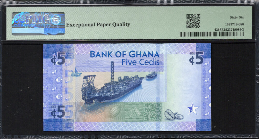 Ghana - 5 Cedis 2017 - Pick # 43 - PMG 66 EPQ