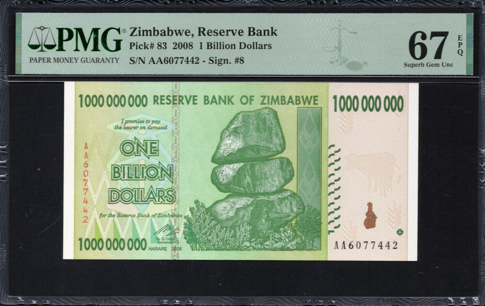 Zimbabwe - 1.000.000.000 Dollars 2008 - Pick # 83 - PMG 67 EPQ