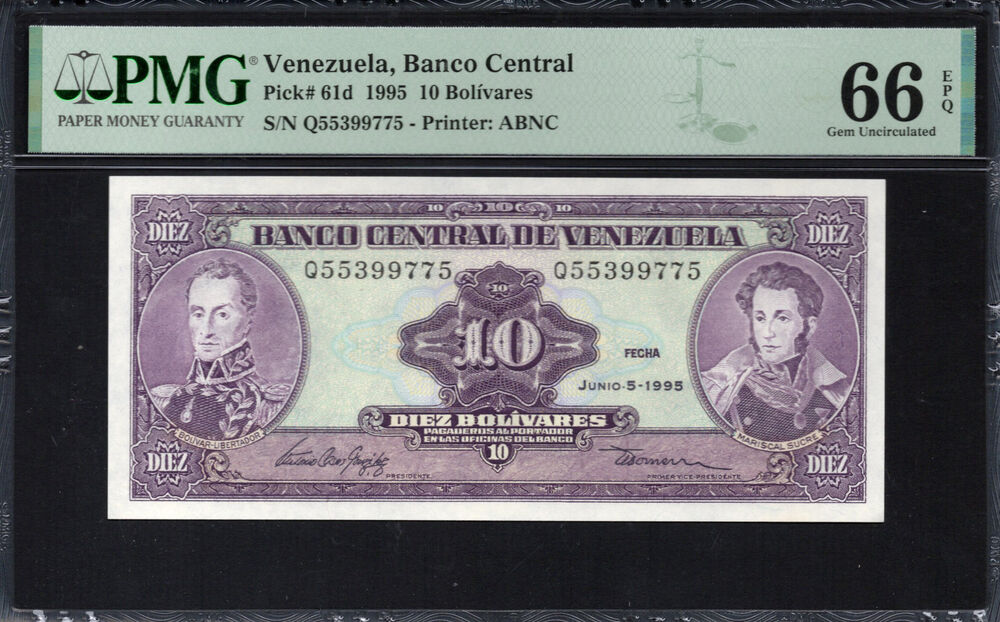 Venezuela - 10 Bolivares 1995 - Pick # 61d - PMG 66 EPQ
