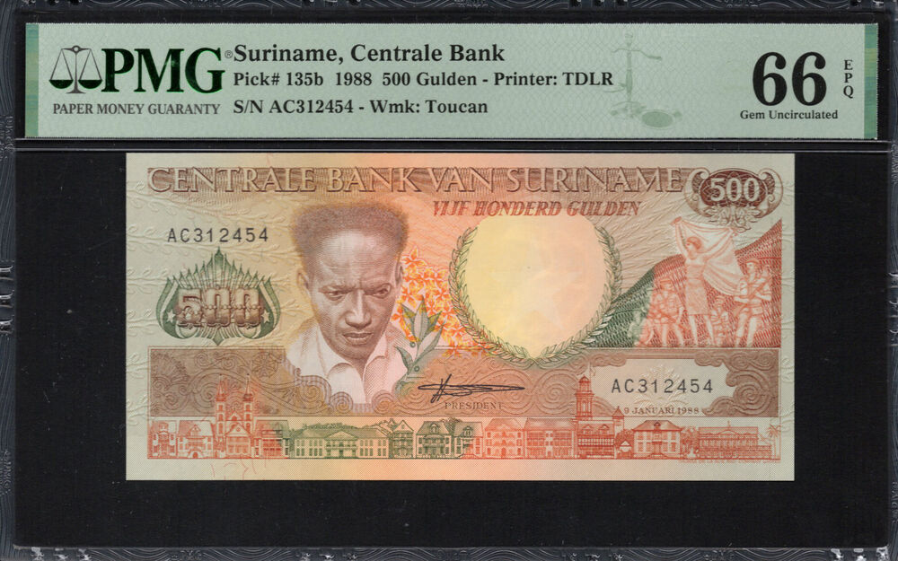 Suriname - 500 Gulden 1988 - Pick # 135b - PMG 66 EPQ