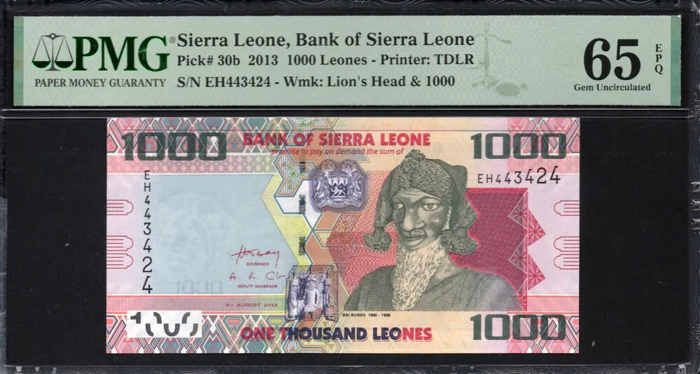 Sierra Leone - 1.000 Leones 2013 - Pick # 30b - PMG 65 EPQ