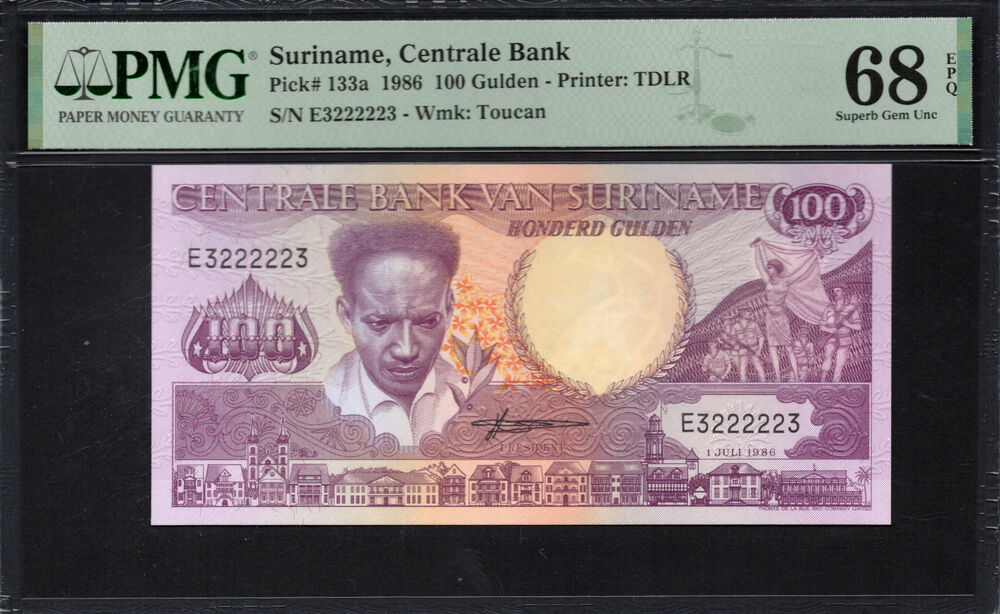 Suriname - 100 Gulden 1986 - Pick # 133a - PMG 68 EPQ