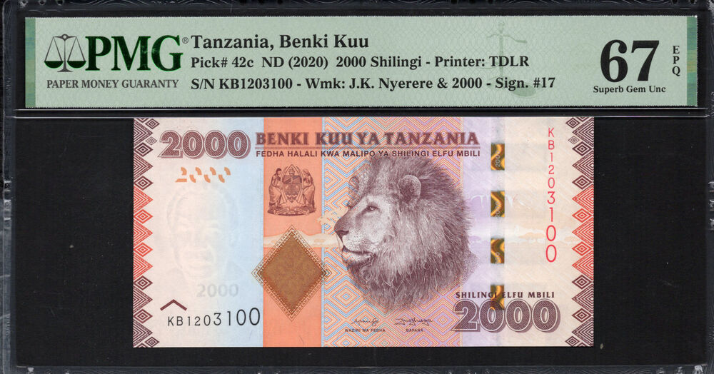 Tanzania - 2.000 Shilingi 2020 - Pick # 42c - PMG 67 EPQ