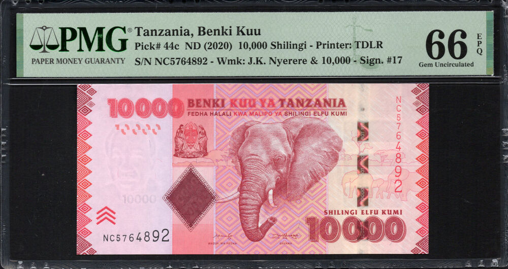 Tanzania - 10.000 Shilingi 2020 - Pick # 44c - PMG 66 EPQ