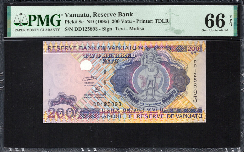 Vanuatu - 200 Vatu 1995 - Pick # 8c - PMG 66 EPQ