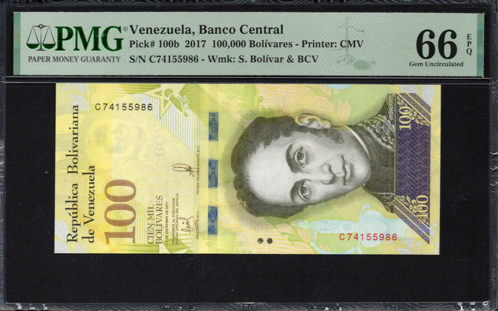 Venezuela - 100.000 Bolívares 2017 - Pick # 100b - PMG 66 EPQ