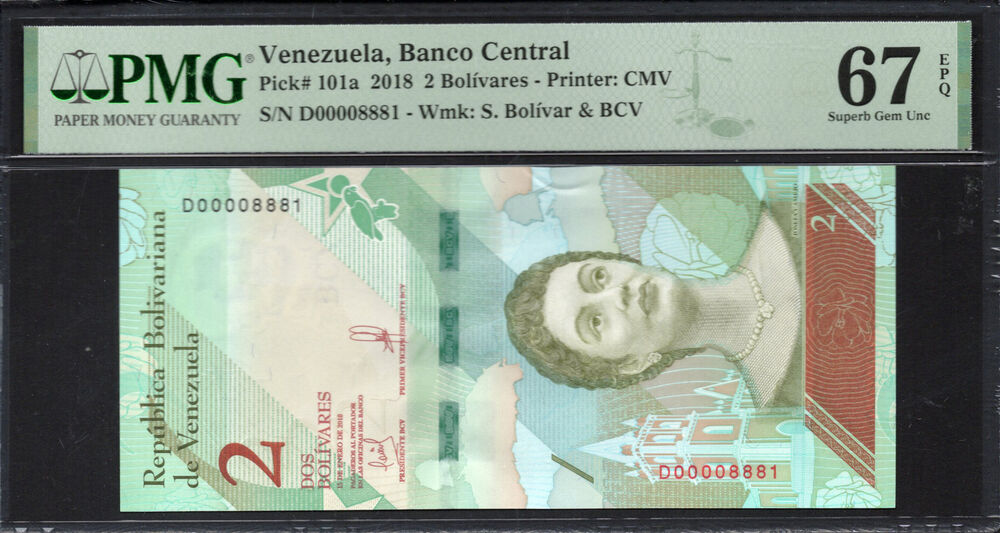 Venezuela - 2 Bolívares 2018 - Pick # 101a - PMG 67 EPQ