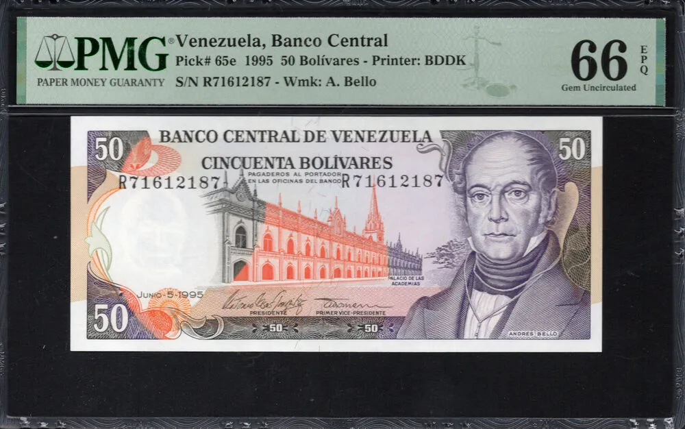 Venezuela - 50 Bolívares 1995 - Pick # 65e - PMG 66 EPQ