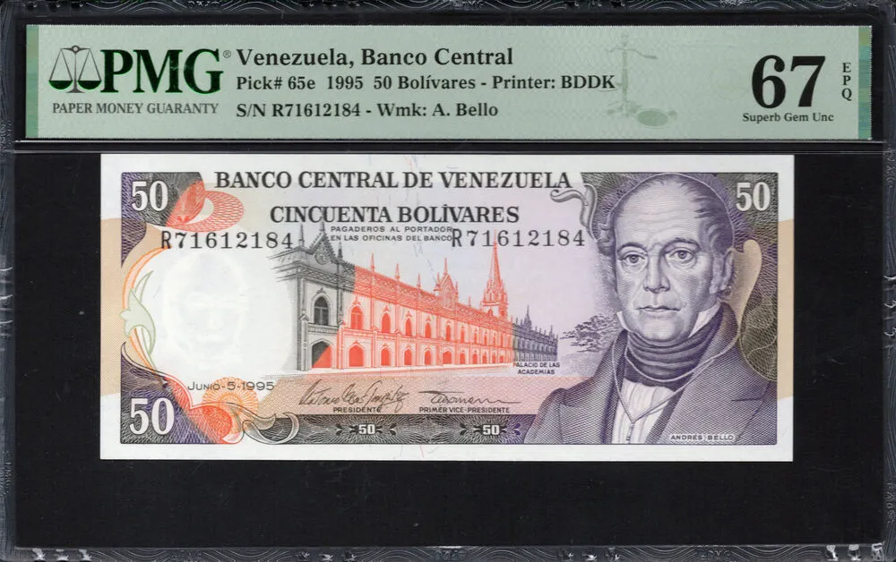 Venezuela - 50 Bolívares 1995 - Pick # 65e - PMG 67 EPQ