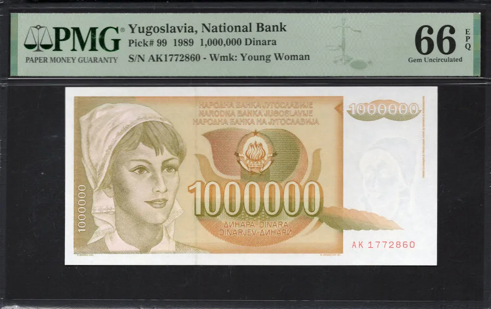 Yugoslavia - 1.000.000 Dinara 1989 - Pick # 99 - PMG 66 EPQ