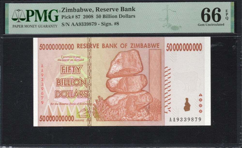 Zimbabwe - 50.000.000.000 Dollars 2008 - Pick # 87 - PMG 66 EPQ