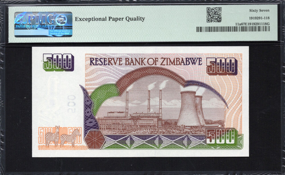 Zimbabwe - 500 Dollars 2001 - Pick # 11a - PMG 67 EPQ