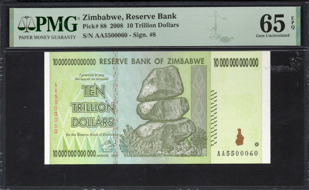 Zimbabwe - 10.000.000.000.000 Dollars 2008 - Pick # 88 - PMG 65 EPQ