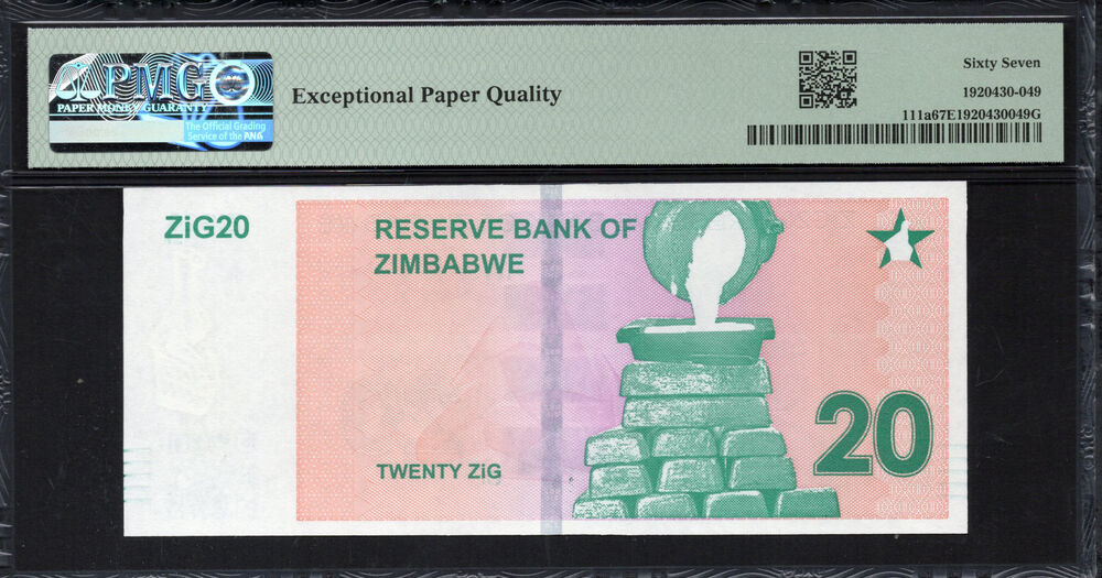 Zimbabwe - 20 ZiG 2024 - Pick # 111a - PMG 67 EPQ