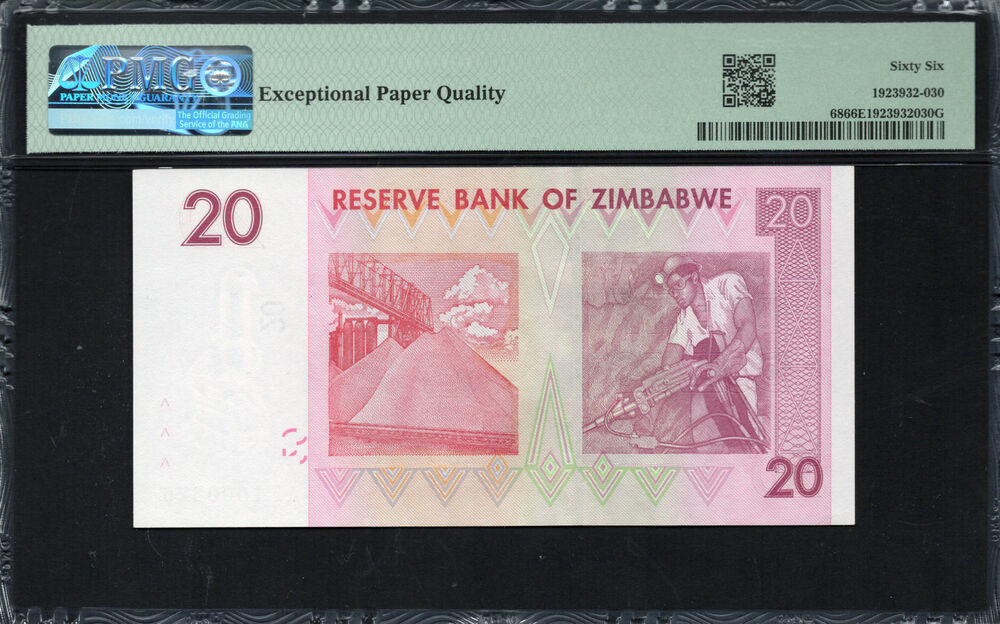 Zimbabwe - 20 Dollars 2007 - Pick # 68 - PMG 66 EPQ