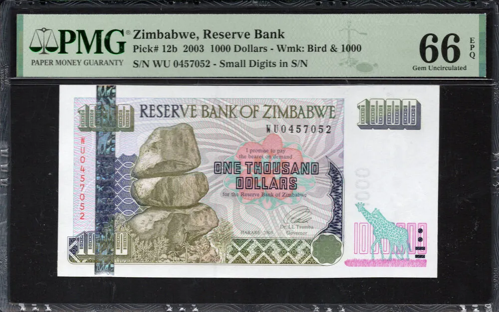 Zimbabwe - 1.000 Dollars 2003 - Pick # 12b - PMG 66 EPQ