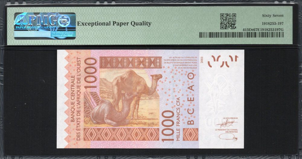 Mali - 1.000 Francs 2023 - Pick # 415Dt - PMG 67 EPQ