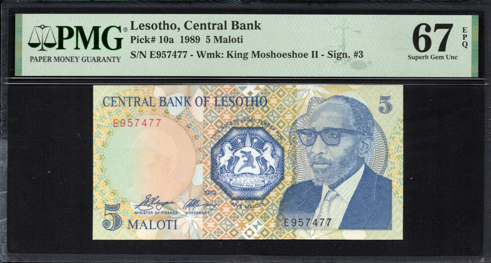 Lesotho - 5 Maloti 1989 - Pick # 10a - PMG 67 EPQ