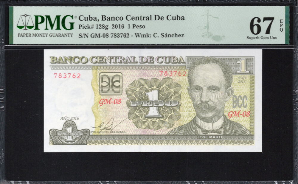 Cuba - 1 Peso 2016 - Pick # 128g - PMG 67 EPQ