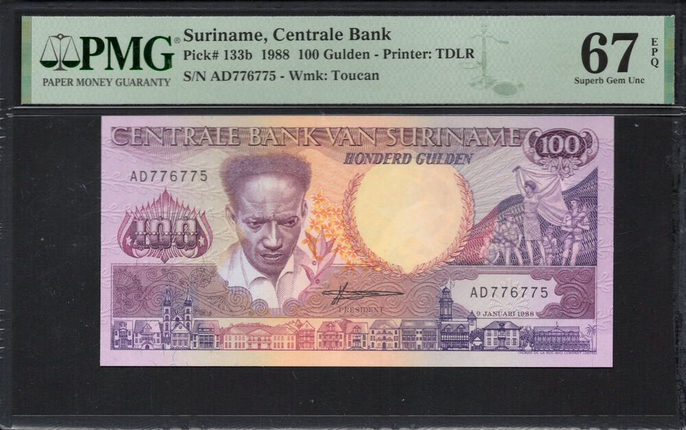 Suriname - 100 Gulden 1988 - Pick # 133b - PMG 67 EPQ