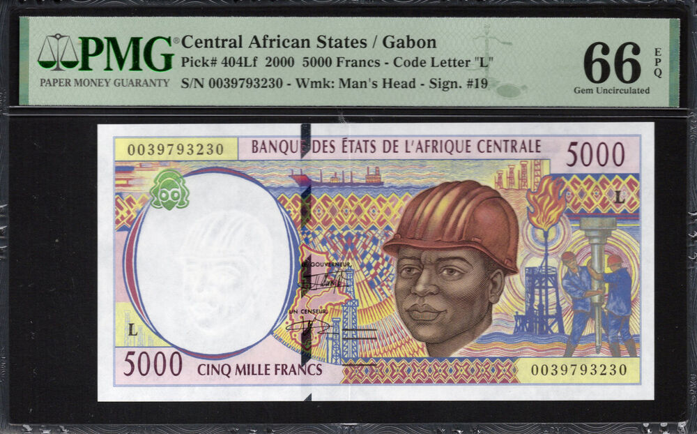 Gabon - 5.000 Francs 2000 - Pick # 404Lf - PMG 66 EPQ