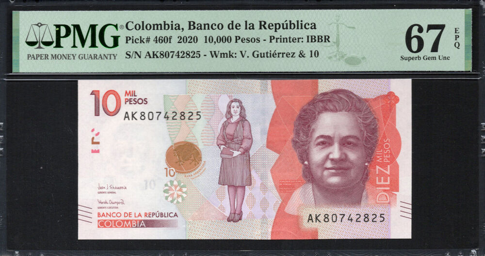 Colombia - 10.000 Pesos 2020 - Pick # 460f - PMG 67 EPQ