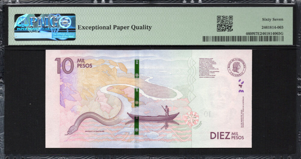 Colombia - 10.000 Pesos 2020 - Pick # 460f - PMG 67 EPQ